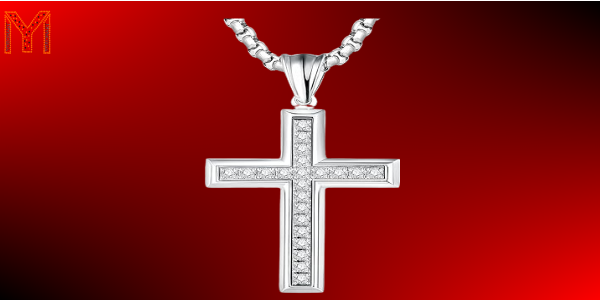 Cross Necklace for Men Stainless Steel Crucifix Pendant Silver 